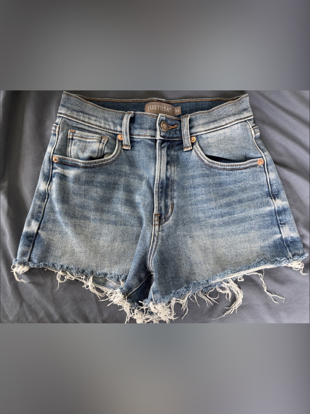 Just USA Light Blue Denim Frayed Hem Shorts